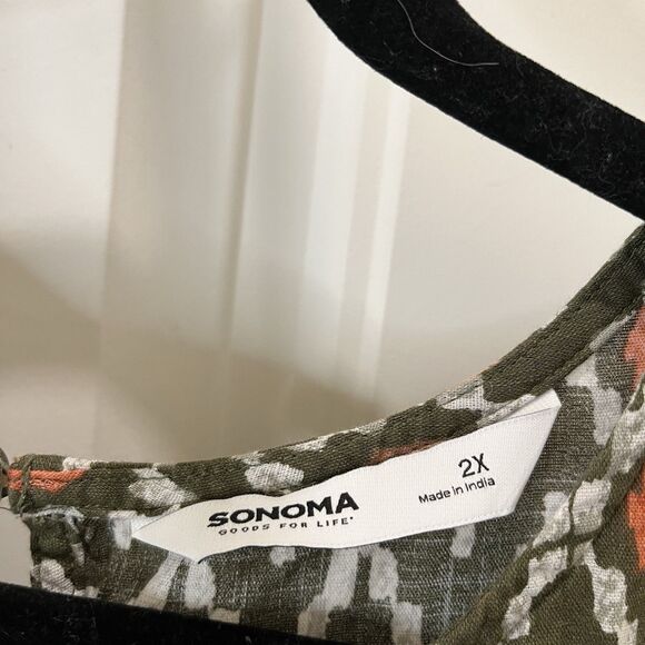 Sonoma Geometric Green Sleeveless Boho Top Keyhole Back Womens Size 2X - Picture 4 of 9